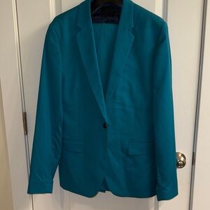 ASOS Teal  Blue Suit Jacket US 38 Reg and Pants 32" 34"